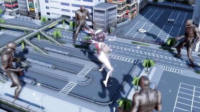 Ultra-girl is penetrated by the fiery rays of the beast, leaving her dripping with cum