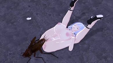 Fantasy of a lustful woman getting fucked by giant insects in the back alley