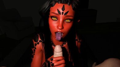 Watch as the naughty succubus takes advantage of a helpless victim, giving him the best handjob hes ever had!
