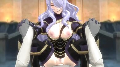 Camilla, the fiery warrior from Fire Emblem, rides her trusted steed Nodu through a surreal SF world filled with wonder and magic