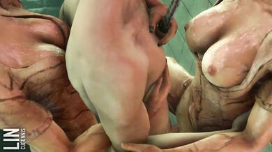 The 2 busty nurses had a hot threesome with the silent hill nurse, who was eager to make them scream in pleasure