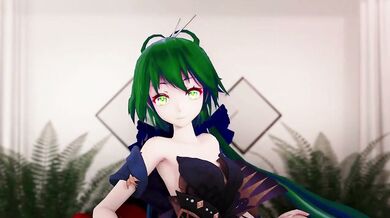 The Dark Hentai Dance of Luo Tianyi with Vocaloid and MMD 3D Characters with Green Hair