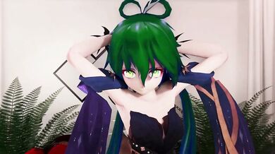 The Dark Hentai Dance of Luo Tianyi with Vocaloid and MMD 3D Characters with Green Hair