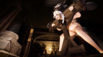 Watch these two hot alien women get punished by a giant cock shaped pillory!