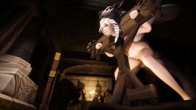 Watch these two hot alien women get punished by a giant cock shaped pillory!