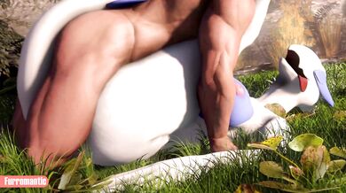 The Mythical Pokemon Lugias Fur Romance with a Young Trainer Ends in a Steamy Threesome