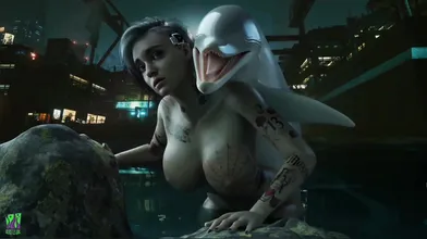 A sexy dolphin with a big dick penetrates Judy in the night city Watch as this beastly creature fucks her in every hole until she cums hard!