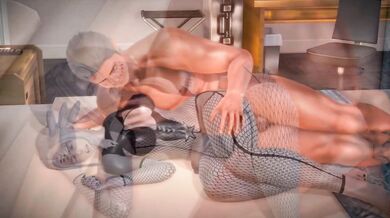 A horny couple is having hot sex in the center of a bedroom, and theyre both enjoying every moment
