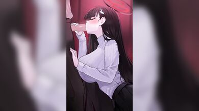 Asayuki101s hentai blowjob masterpiece: Tsukatsuki and Rio swapping saliva in the most erotic way possible