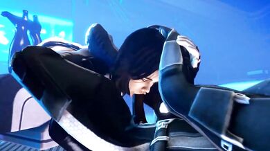 Miranda Lawson gets a rough blowjob from an SFMM robot at Funtime