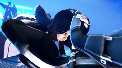 Miranda Lawson gets a rough blowjob from an SFMM robot at Funtime