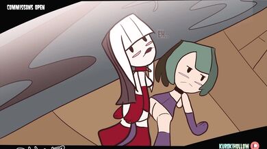 Gwen (Futa) is transformed into a bimbo alt with a crimson x