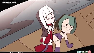 Gwen (Futa) is transformed into a bimbo alt with a crimson x