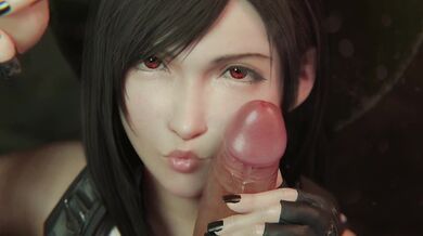 The hot babe Tifa enjoys deep throating and wearing a sexy green dress She is so seductive that she even gets the Chinese translator excited!