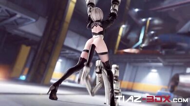 Two Dildos One Ass - Tiaz Fucks the Calibration Machine