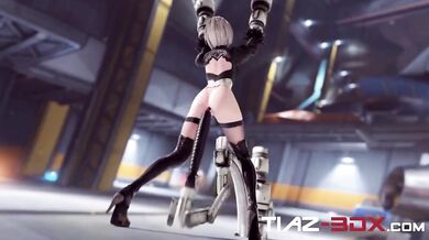 Two Dildos One Ass - Tiaz Fucks the Calibration Machine