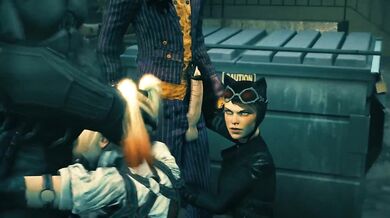 The sexy Harley Quinn and Catwoman engage in a steamy blowjob session with a kawaii detective enthusiast