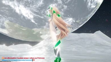 Watch Angela Balzacs sexy hentai dance in the moonlight, clad in her purple 3D nude MMD armor