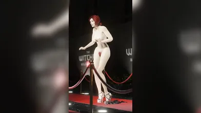 On the red carpet, Triss shows off her full pubic hair version