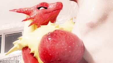 Blazin up the shower with her furry lover in a romantic moment