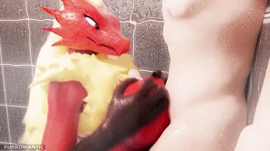 Blazin up the shower with her furry lover in a romantic moment