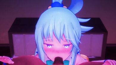 Gigantic Mistletoe Muffins: A Mitsubishi MMD Adventure with Aqua and Blowjobs!