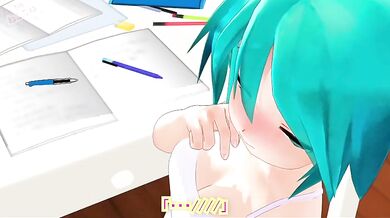 Teacher Miku has a naughty side, too! Watch as she gets home schooled by her pet cat Nekoko in this hentai porn video!