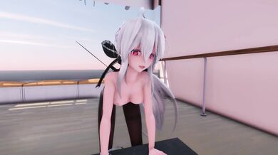 Haku dances and fucks insect on platform