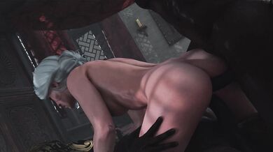 Ciri gets double penetrated by a mysterious black creature while transforming into Tomogan