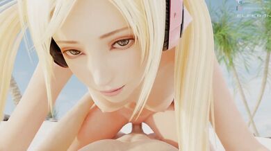 On the sandy shores of Elfera, Chloe and Lucky play a steamy game of cock riding