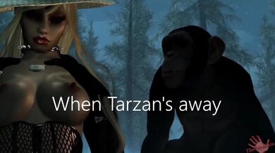 Jungle Lust! Tarzans Away Leaves Jane and the She-Males Open to the Savage Desires of the Beast Within