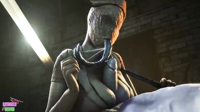 Watch as the sexy bubble head nurse takes a break from her duties to pleasure herself in the bathroom of the Silent Hill hospital