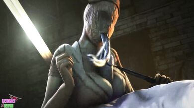 Watch as the sexy bubble head nurse takes a break from her duties to pleasure herself in the bathroom of the Silent Hill hospital