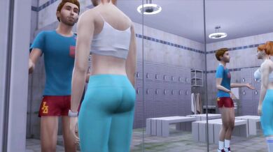 After the big game, the winning team celebrates in the locker room with a steamy group orgy!