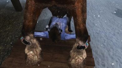 A hot Khajiit stallion takes his human lover on the dining table for a wild ride!
