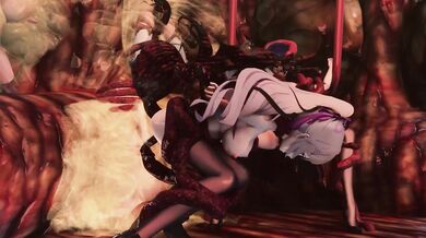 A sexy young woman gets trapped in a tentacle nest and is used as a sexual plaything by a group of alien monsters