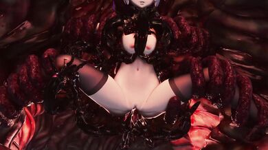 A sexy young woman gets trapped in a tentacle nest and is used as a sexual plaything by a group of alien monsters