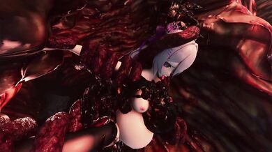 A sexy young woman gets trapped in a tentacle nest and is used as a sexual plaything by a group of alien monsters