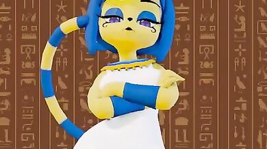 A hot sorceress takes off her robe and starts dancing in front of an altar to summon a demon lover