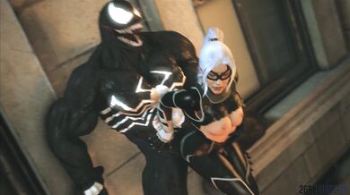 The Black Cat and Venom engage in a fierce battle across the city streets of San Francisco