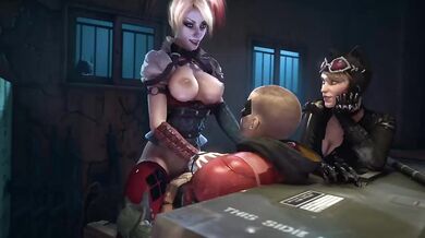 Batmans Little Sidekick Gets Double Penetrated By Harley Quinn and Poison Ivy - Batesz