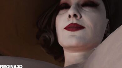 The Explorative Adventures of Lady Dimitrescu in 3D: Standing Missionary with Regina