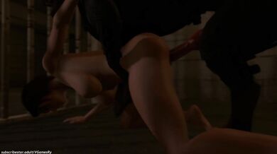 Jill gets gangbanged by zombie and dog in horror porn game | Jill becomes zombie fuck slave in virtual reality