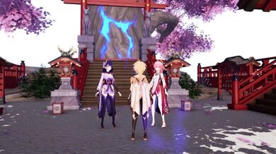 Intoxicating Sexual Encounter with Aether-chan, Ei and Miko at the Shrine