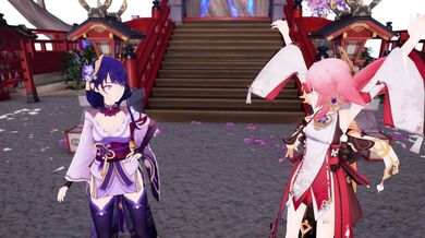 Intoxicating Sexual Encounter with Aether-chan, Ei and Miko at the Shrine