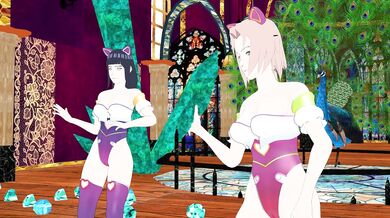 Sakura and Hinata are covered in chocolate cream, can you lick it off?