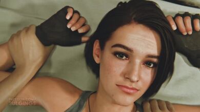 Watch Jill Valentines bulging senpai in this clothed shaved hentai video