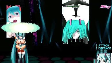 The horny android, Bao, goes head to head with the virtual singer, Hatsune Miku, in a kinky battle for supremacy