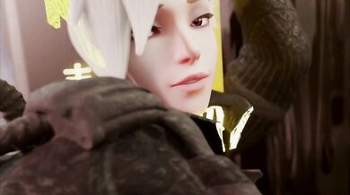 Pornstar Cyber Mercy is a woman with a heart of gold, as she takes on multiple men at once in her cyborg body