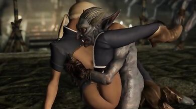 Watch Cloe and Rieklings hot porn scene in Skyrim as Kuroinu takes control of the action